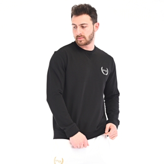 Spqr Cotton Crew Neck Basic Sweatshirt SATURN Black - 3