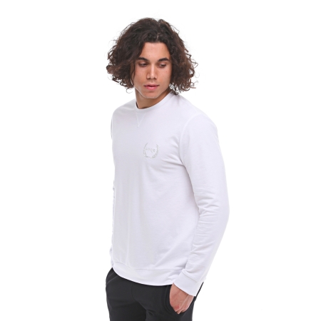 SPQR Pamuklu Bisiklet Yaka Basic Sweatshirt SATURN BEYAZ - 3